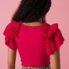 MINUETO TOP KIMBERLY, COLOR ROSA INTENSO, MANGA DE VOLANTE