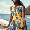 VESTIDO SURKANA ESTAMPADO TONOS AMARILLOS Y AZULES