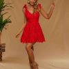 VESTIDO CAMALEONICA ENCAJE ROJO ZOILO