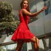 VESTIDO CAMALEONICA ENCAJE ROJO ZOILO