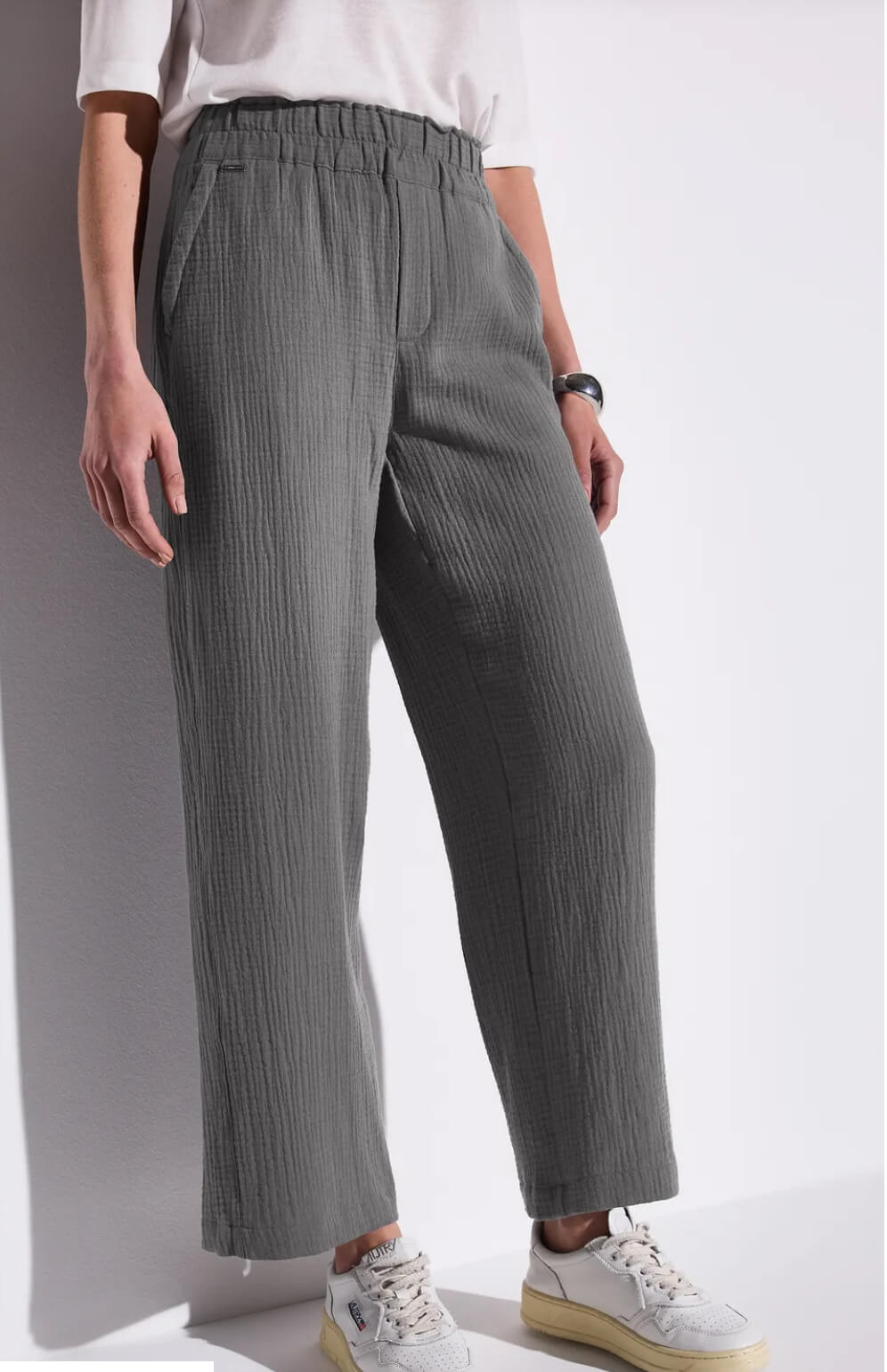 PANTALON MUSELINA GRIS STREET ONE