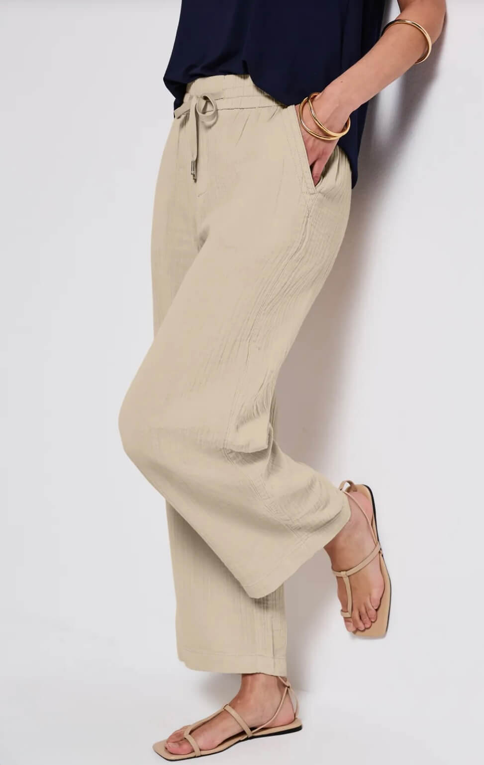 PANTALON MUSELINA BEIGE STREET ONE