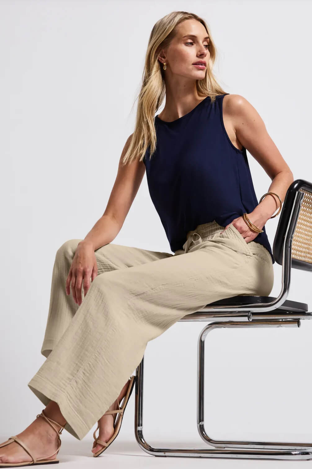 PANTALON MUSELINA BEIGE STREET ONE