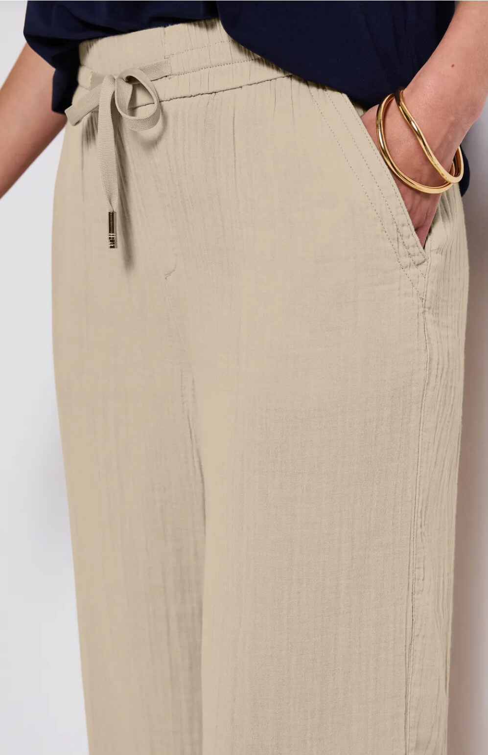 PANTALON MUSELINA BEIGE STREET ONE