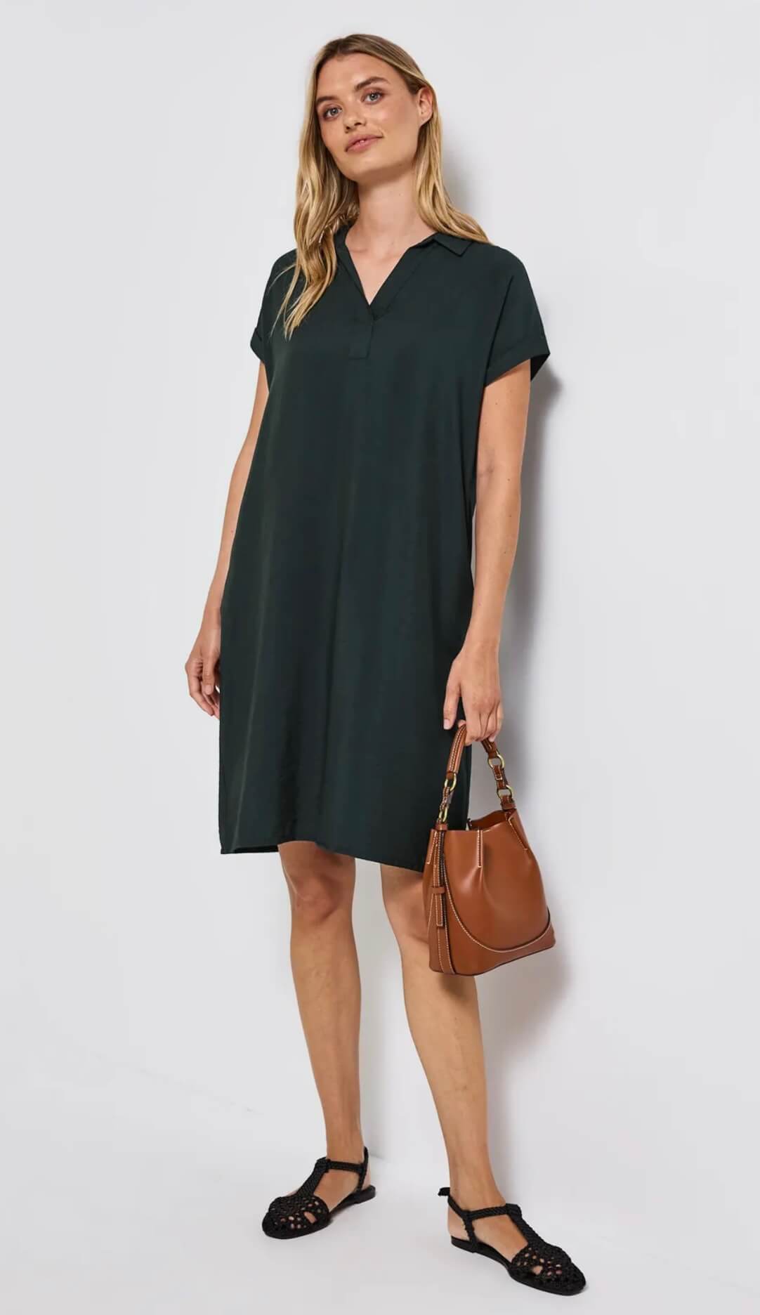 VESTIDO VERDE OSCURO STREET ONE