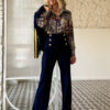 BLAZER HAMBERGUITA,BLUSA GUZMANIA Y PANTALON CELESTINA CAMALEONICA