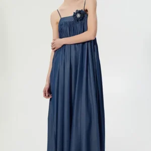VESTIDO MAXI DENIM FLOR BSB