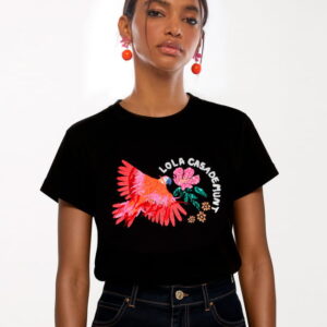 CAMISETA LORO PLUMAS NEGRA LOLA CASADEMUNT