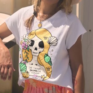 CAMISETA CHICA SIRENA BLANCA AIRE RETRO