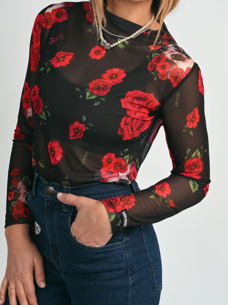 CAMISETA TUL ROSAS AIRE RETRO