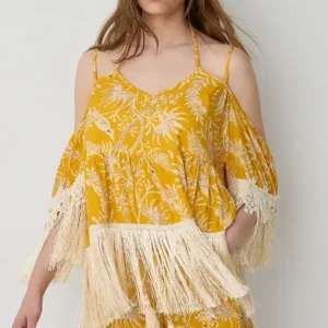 TOP AMARILLO FLECOS ESTAMPADO BSB