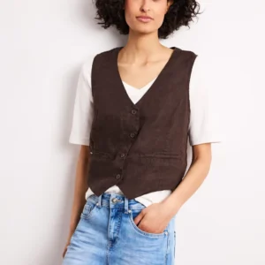 CHALECO LINO MARRON STREET ONE