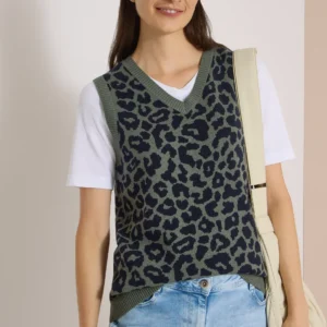 CHALECO PUNTO PRINT VERDE CECIL