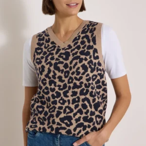CHALECO PUNTO PRINT BEIGE CECIL
